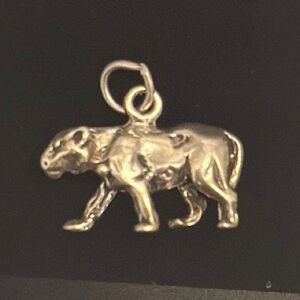 Large Solid Sterling Silver Panther Charm Pendant